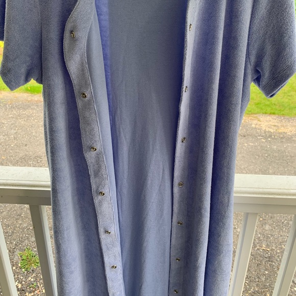 Vermont Country Store Terry Snap-Front Duster Size Small Periwinkle - NWOT Robe - Picture 7 of 11